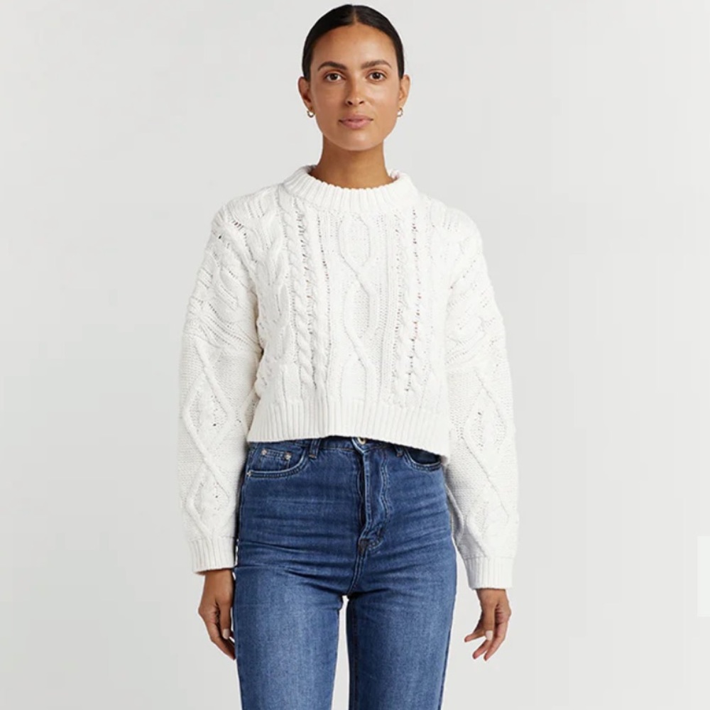 MENDES OFF WHITE CABLE KNIT JUMPER